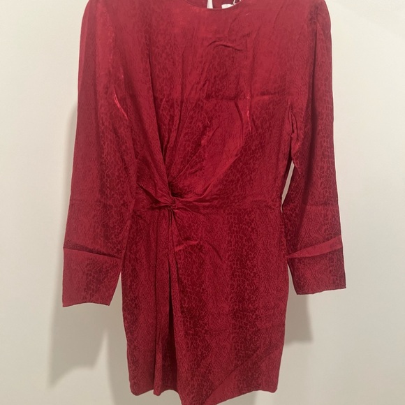 & Other Stories Womens Dress Jacquard Snake Print Dark Pink Twist Knot 4 - Picture 3 of 6